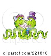 Royalty Free RF Clipart Illustration Of A Snake Bride And Groom by visekart
