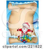 Poster, Art Print Of Santa With Gifts On A Blank Aged Parchment Sign