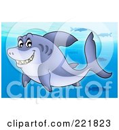 Royalty Free RF Clipart Illustration Of A Grinning Shark With Other Fish In The Background