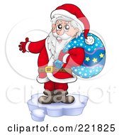 Royalty Free RF Clipart Illustration Of Santa Standing On Ice And Holding A Sack
