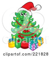 Poster, Art Print Of Christmas Tree Character With Gift Boxes - 2