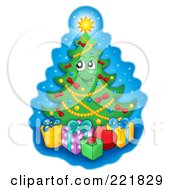 Poster, Art Print Of Christmas Tree Character With Gift Boxes - 3