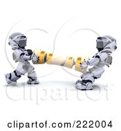 Royalty Free RF Clipart Illustration Of 3d Robots Pulling A Christmas Cracker