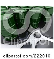 Poster, Art Print Of 3d Oil Spill Around Green Barrels