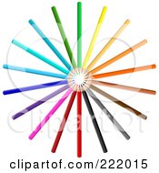Royalty Free RF Clipart Illustration Of A 3d Color Wheel Of Pencils On White