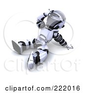 Poster, Art Print Of 3d Robot Sitting On The Ground And Looking Upwards