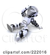 Royalty Free RF Clipart Illustration Of A 3d Robot Sitting On The Ground And Looking Upwards