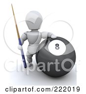 Poster, Art Print Of 3d White Character By A Large Eight Ball
