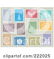 Poster, Art Print Of Digital Collage Of Christmas Themed Stamps On Beige