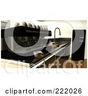 Royalty Free RF Clipart Illustration Of A 3d Cafe Bar With An Espresso Maker Cups And A Sink