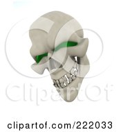 Royalty Free RF Clipart Illustration Of A 3d Evil Green Eyed Skull Grinning
