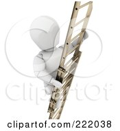 Royalty Free RF Clipart Illustration Of A 3d White Character Climbing A Ladder by KJ Pargeter
