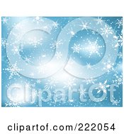 Poster, Art Print Of Blue Background With Sparkling Snowflakes