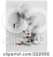 Poster, Art Print Of 3d White Character Installing An Electric Jack In A Wall - 2