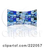 Poster, Art Print Of 3d Curved Wall Of Television Screens Displaying Business Scenes