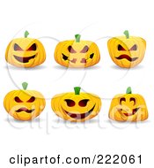 Poster, Art Print Of Digital Collage Of Six 3d Jackolantern Halloween Pumpkins