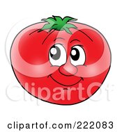 Royalty Free RF Clipart Illustration Of A Happy Tomato Face Smiling by visekart
