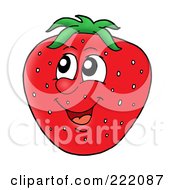 Poster, Art Print Of Happy Strawberry Face Smiling