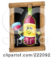 Poster, Art Print Of Red Wine Bottle Holding A Glass Over A Black Board