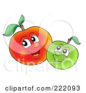 Two Happy Apples Smiling