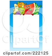 Happy Fruit And Blue Frame Around White Space
