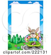 Poster, Art Print Of Easter Bunny Driving Frame Around White Space