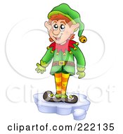 Poster, Art Print Of Christmas Elf Standing On A Piece Of Ice