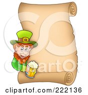 Poster, Art Print Of St Patricks Day Parchment Page With A Leprechaun