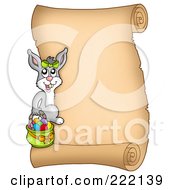 Poster, Art Print Of Easter Bunny With A Vertical Parchment Page