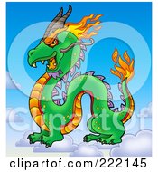 Poster, Art Print Of Profiled Chinese Dragon On Clouds In The Sky