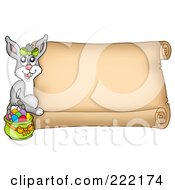 Royalty Free RF Clipart Illustration Of An Easter Bunny With A Horizontal Parchment Page