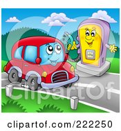 Poster, Art Print Of Car Character And Gas Pump