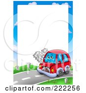Royalty Free RF Clipart Illustration Of A Car Breaking Down Border Around White Space