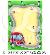 Royalty Free RF Clipart Illustration Of A Car Character Driving On A Road Frame