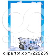 Royalty Free RF Clipart Illustration Of A Happy Airplane Border Around White Space by visekart