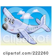 Poster, Art Print Of Happy Airplane Flying In The Sky - 1