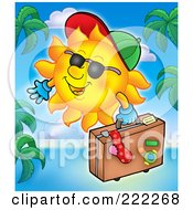 Poster, Art Print Of Happy Summer Sun Carrying Luggage