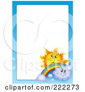 Poster, Art Print Of Sun Rainbow Clouds And Sky Border Around White Space