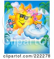 Royalty Free RF Clipart Illustration Of A Happy Summer Sun Holding A Lei