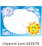 Poster, Art Print Of Sun And Cloud Border Around White Oval Space