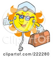 Poster, Art Print Of Happy Summer Sun Doctor With A First Aid Kit And Stethoscope
