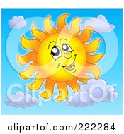 Poster, Art Print Of Happy Summer Sun With Clouds
