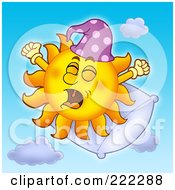 Poster, Art Print Of Happy Summer Sun Yawning On A Pillow