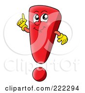 Royalty Free RF Clipart Illustration Of A Red Exclamation Point Character Holding Up A Finger by visekart
