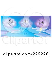 Poster, Art Print Of Three Cloud Characters In A Gradient Sky