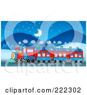 Poster, Art Print Of Steam Train In A Winter Landscape At Night