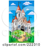 Royalty Free RF Clipart Illustration Of A Hilly Path Leading To A Castle