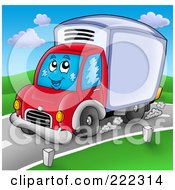Poster, Art Print Of Cute Big Rig Truck Driving On A Road