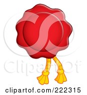 Royalty Free RF Clipart Illustration Of A Red Wax Seal With Gold String