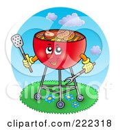 Royalty Free RF Clipart Illustration Of A Red Bbq Grill Cooking Outdoors by visekart